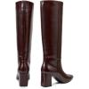 imagewetkiss Knee High Boots Women Chunky Heel Faux Crocodile Boots Pointed Toe Tall PullOn Fall Long BootDark Burgundy