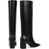 imagewetkiss Knee High Boots Women Chunky Heel Faux Crocodile Boots Pointed Toe Tall PullOn Fall Long BootMatte Black
