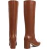 imagewetkiss Knee High Boots Women Chunky Heel Faux Crocodile Boots Pointed Toe Tall PullOn Fall Long BootMatte Brown