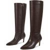 imagewetkiss Knee High Boots for Women with Kitten Heel and Pointed Toe Design Classic and SexyEchocolate Brownzipper