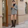 imagewetkiss Knee High Boots for Women with Kitten Heel and Pointed Toe Design Classic and SexyGsuede Mocha Dark Brownzipper