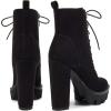 imagewetkiss Platform Boots for Women Heeled Combat Boots Chunky Heel Booties Round Toe Lace Up High Heel Ankle BootsSuede Black