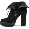 imagewetkiss Platform Boots for Women Heeled Combat Boots Chunky Heel Booties Round Toe Lace Up High Heel Ankle BootsSuede Black
