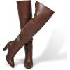 imagewetkiss Thigh High Boots for Women Over the Knee Boots with Chunky Heel Side Zipper Wide Calf Design Stylish and ComfyLighter Brown