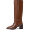 imagewetkiss Womens Knee High Boots Tall Riding Boots with Block Chunky Heel Almond Round Toe and Low Platform Pull on Winter Fall Fashion Long BootsMatte Brown