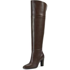 imagewetkiss Thigh High Boots for Women Over the Knee Boots with Chunky Heel Side Zipper Wide Calf Design Stylish and ComfyChocolate Brown