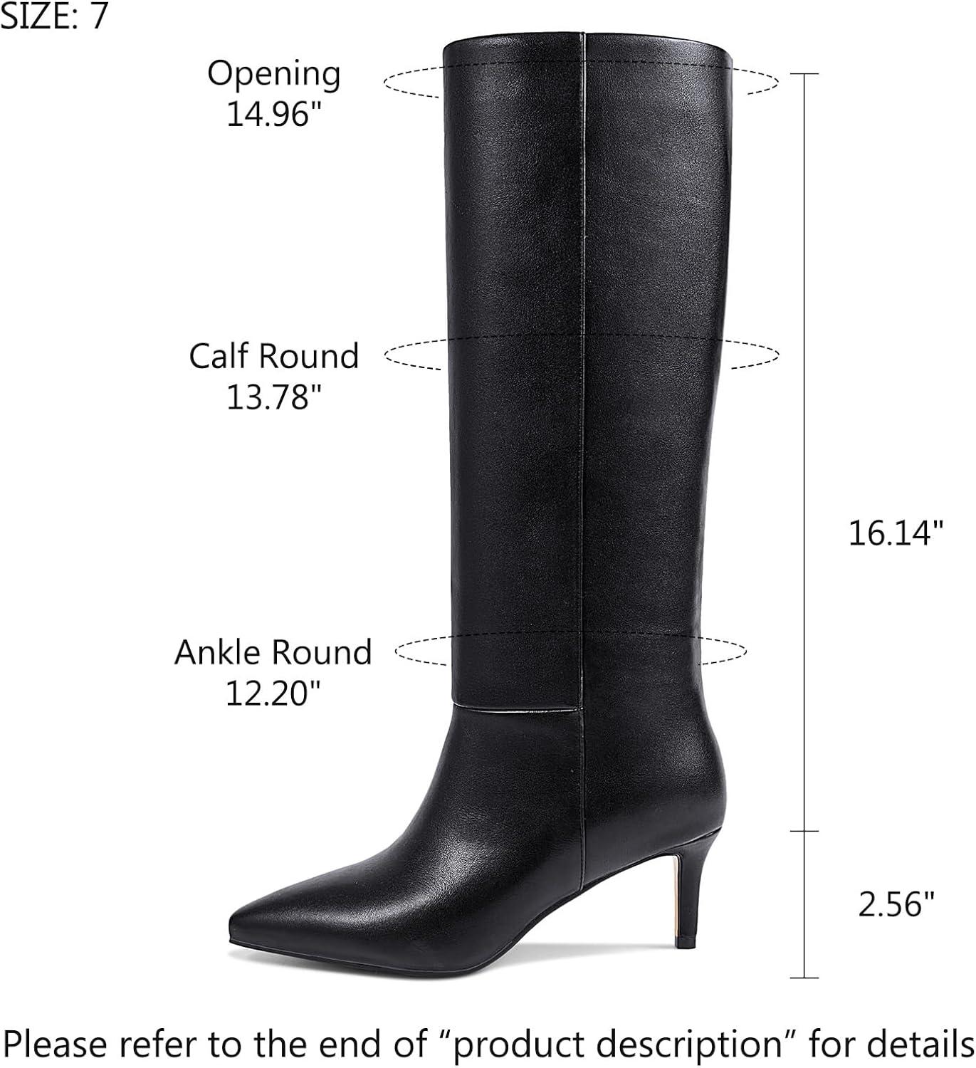 imagewetkiss Knee High Boots for Women with Kitten Heel and Pointed Toe Design Classic and SexyAmatte Black