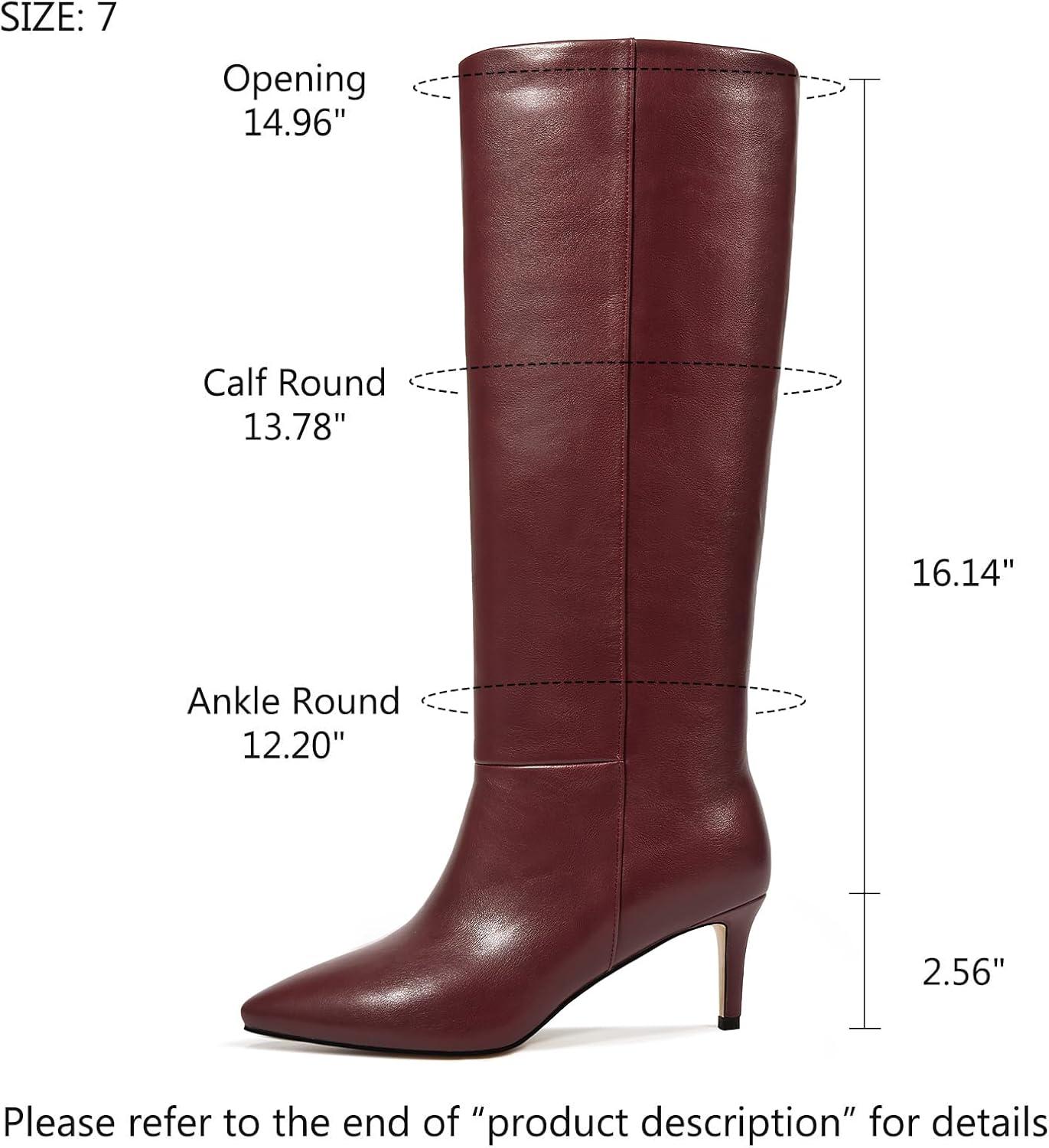 imagewetkiss Knee High Boots for Women with Kitten Heel and Pointed Toe Design Classic and SexyDburgundy