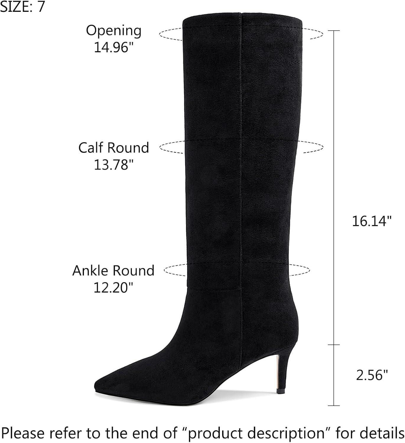 imagewetkiss Knee High Boots for Women with Kitten Heel and Pointed Toe Design Classic and SexyYsuede Blackno Zipper