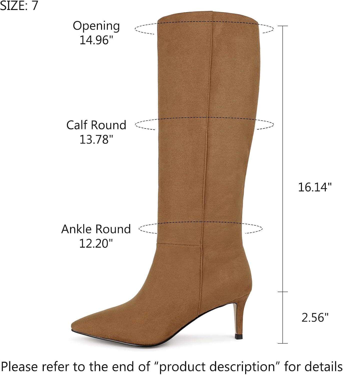 imagewetkiss Knee High Boots for Women with Kitten Heel and Pointed Toe Design Classic and SexyYsuede Brownno Zipper