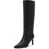 imagewetkiss Knee High Boots Women Chunky Heel Pointed Toe Tall PullOn Dress Fashion Fall Long Tall BootBlackstiletto