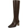 imagewetkiss Knee High Boots Women Slip OnZipper Boots for Work Date Dress Party Club ShoesBrown  Low Heel Zipper