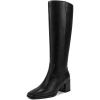 imagewetkiss Knee High Boots for Women GoGo Boots with Chunky Heel Square Toe and Side Zipper Design Fashion Dress BootsMatteblack