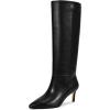imagewetkiss Knee High Boots for Women with Kitten Heel and Pointed Toe Design Classic and SexyAmatte Blackrandom