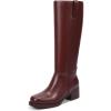 imagewetkiss Womens Knee High Boots Platform Chunky Block Heel Riding Tall Boots Knee High Square Toe Long Boot Low Heel Campus Boot with ZipperBurgundy