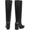 imagewetkiss Knee High Boots Women Chunky Heel Pointed Toe Tall PullOn Dress Fashion Fall Long Tall BootAblackzipper
