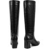 imagewetkiss Knee High Boots Women Chunky Heel Pointed Toe Tall PullOn Dress Fashion Fall Long Tall BootCrocodile Blackpull on