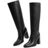 imagewetkiss Knee High Boots Women Slip OnZipper Boots for Work Date Dress Party Club ShoesBlack  Pull on