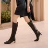 imagewetkiss Knee High Boots Women Slip OnZipper Boots for Work Date Dress Party Club ShoesBrown  Low Heel Zipper