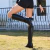 imagewetkiss Knee High Boots for Women GoGo Boots with Chunky Heel Square Toe and Side Zipper Design Fashion Dress BootsMatteblack