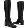 imagewetkiss Knee High Boots for Women GoGo Boots with Chunky Heel Square Toe and Side Zipper Design Fashion Dress BootsMatteblack
