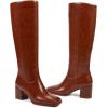 imagewetkiss Knee High Boots for Women GoGo Boots with Chunky Heel Square Toe and Side Zipper Design Fashion Dress BootsMattebrown