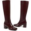 imagewetkiss Knee High Boots for Women GoGo Boots with Chunky Heel Square Toe and Side Zipper Design Fashion Dress BootsMatteburgundy