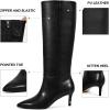 imagewetkiss Knee High Boots for Women with Kitten Heel and Pointed Toe Design Classic and SexyAmatte Blackrandom