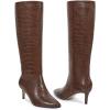 imagewetkiss Knee High Boots for Women with Kitten Heel and Pointed Toe Design Classic and SexyBcrocodile Brownrandom
