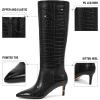 imagewetkiss Knee High Boots for Women with Kitten Heel and Pointed Toe Design Classic and SexyCcrocodile Blackrandom