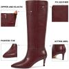 imagewetkiss Knee High Boots for Women with Kitten Heel and Pointed Toe Design Classic and SexyDburgundyrandom