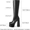 imagewetkiss Platform Knee High Boots Women Chunky High Heel Black Boots for Women Gogo Boot with Side Zipper Stretchy Party Festival Cosplay Halloween Boot Not for Wide CalfAplatform Matte Black