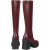imagewetkiss Platform Knee High Boots Women Chunky High Heel Black Boots for Women Gogo Boot with Side Zipper Stretchy Party Festival Cosplay Halloween Boot Not for Wide CalfBurgundy Rib Details