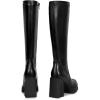 imagewetkiss Platform Knee High Boots Women Chunky High Heel Black Boots for Women Gogo Boot with Side Zipper Stretchy Party Festival Cosplay Halloween Boot Not for Wide CalfPlatform Chunkymatteblack