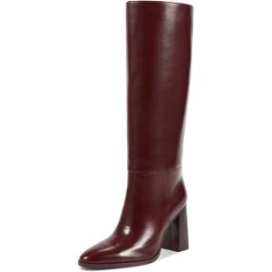 imagewetkiss Knee High Boots Women Slip OnZipper Boots for Work Date Dress Party Club ShoesBurgundy  Pull on