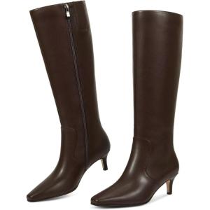 imagewetkiss Women Snakeskin Booties Ankle Boots Slip on for Ladies Snake Print Boots Chunky Block Mid Heels Fashion ShoesKitten Chocolate Brown