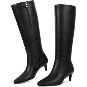 imagewetkiss Women Snakeskin Booties Ankle Boots Slip on for Ladies Snake Print Boots Chunky Block Mid Heels Fashion ShoesKitten Matte Black