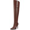 imagewetkiss Thigh High Boots for Women Over the Knee Boots with Chunky Heel Side Zipper Wide Calf Design Stylish and ComfyMatte Brownstiletto Heel