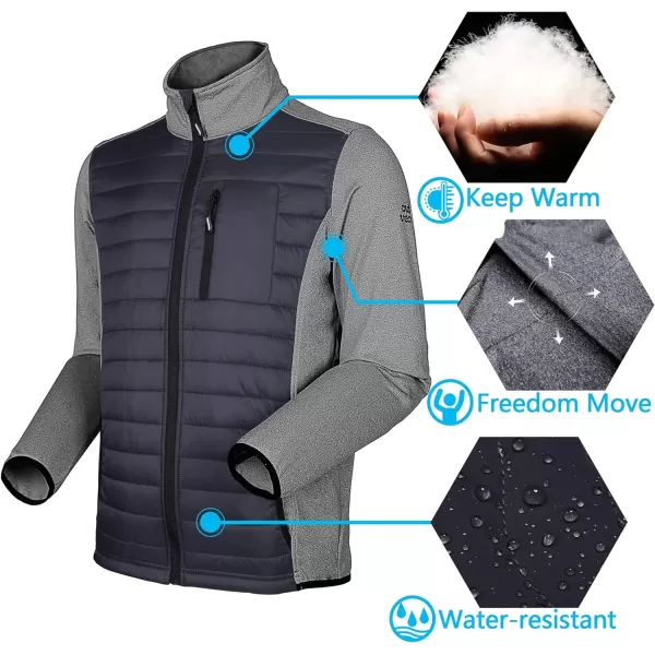 Men's Insulated Hybrid Hiking Jacket, Lightweight Thermal Running Jacket Quilted Outerwear Jacket