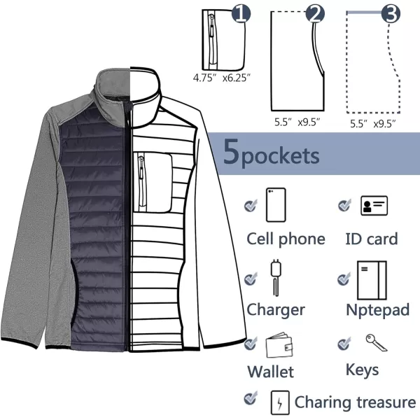 Men's Insulated Hybrid Hiking Jacket, Lightweight Thermal Running Jacket Quilted Outerwear Jacket