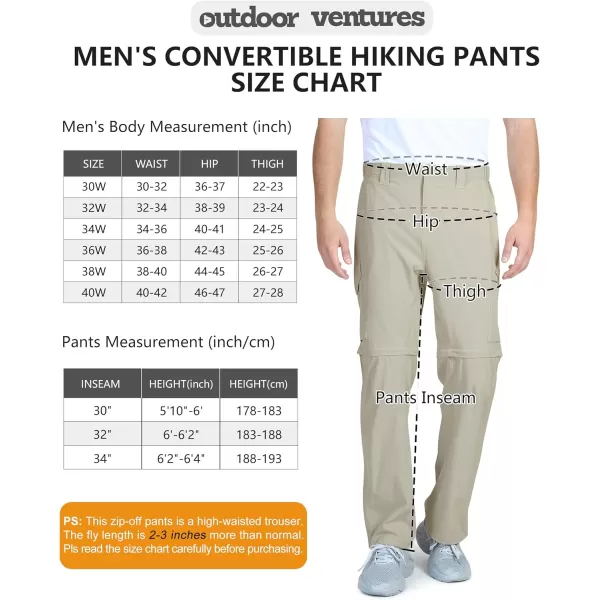 Outdoor Ventures Men's Convertible Pants, Quick Dry Hiking Zip-Off Pants, Stretch Lightweight Cargo Pants
