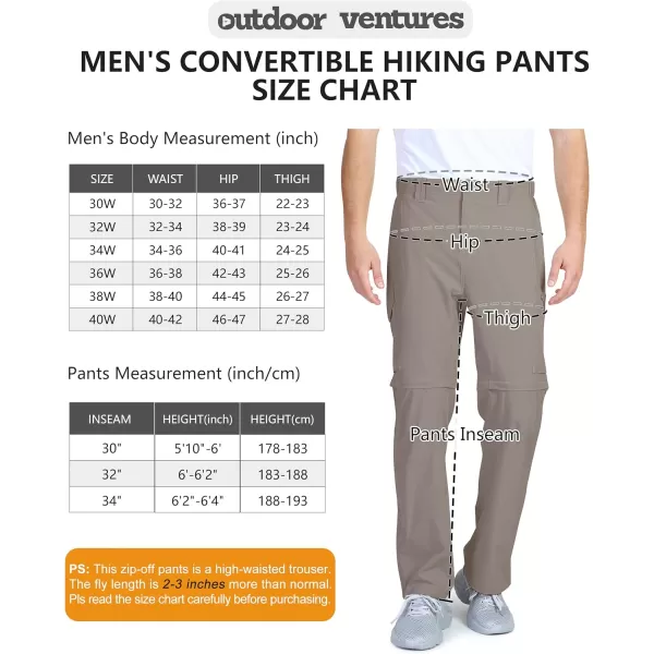 Outdoor Ventures Men's Convertible Pants, Quick Dry Hiking Zip-Off Pants, Stretch Lightweight Cargo Pants