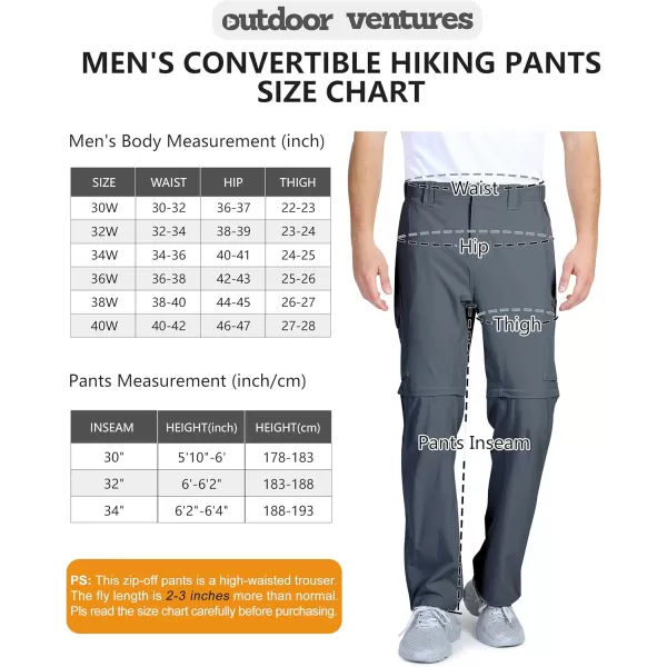 Outdoor Ventures Men's Convertible Pants, Quick Dry Hiking Zip-Off Pants, Stretch Lightweight Cargo Pants