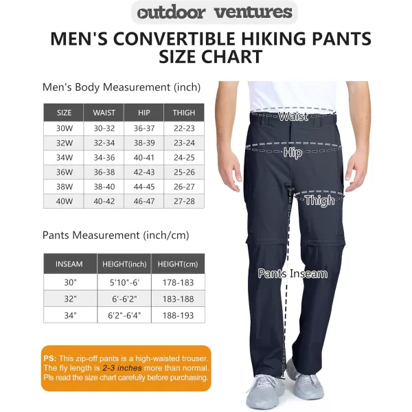Outdoor Ventures Men's Convertible Pants, Quick Dry Hiking Zip-Off Pants, Stretch Lightweight Cargo Pants