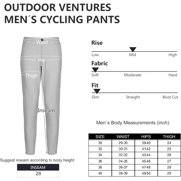 Outdoor Ventures Men's Cycling Pants Quick Dry Breathable Stretch Athletic Pants for Biking Golf Hiking Jogging
