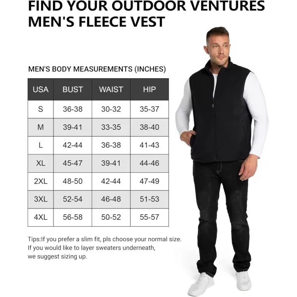 Outdoor Ventures Men's Full-Zip Polar Fleece Vest Outerwear Lightweight Warm Casual Sleeveless Jacket for Fall &amp; Winter