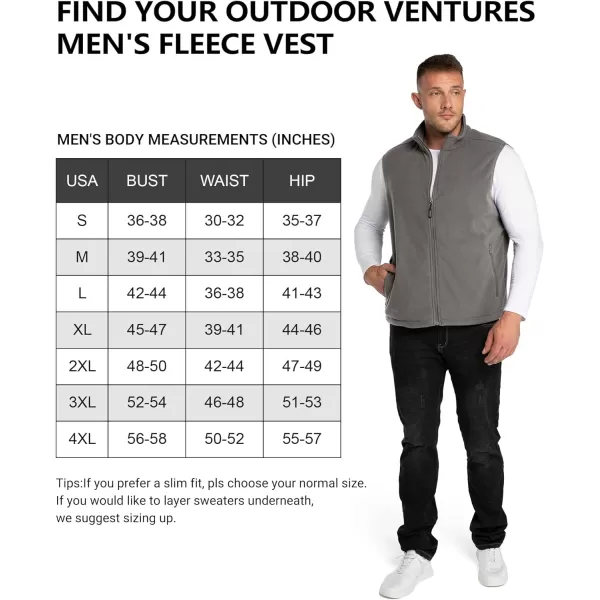 Outdoor Ventures Men's Full-Zip Polar Fleece Vest Outerwear Lightweight Warm Casual Sleeveless Jacket for Fall &amp; Winter