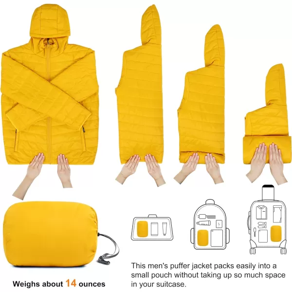 Outdoor Ventures Men's Lightweight Packable Hooded Puffer Jacket Insulated Winter Coat for Snow Ski Traveling)