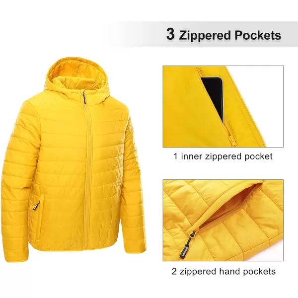 Outdoor Ventures Men's Lightweight Packable Hooded Puffer Jacket Insulated Winter Coat for Snow Ski Traveling)