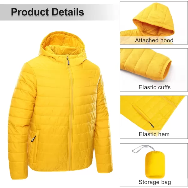 Outdoor Ventures Men's Lightweight Packable Hooded Puffer Jacket Insulated Winter Coat for Snow Ski Traveling)